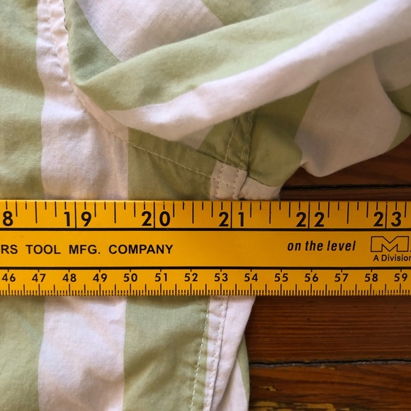 H&M Green white Striped Button up Short sleeve Shirt medium cropped men’s - Picture 5 of 6